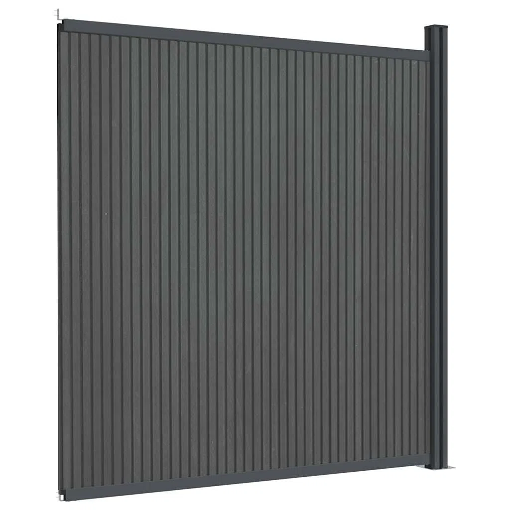 Zaunelement Grau WPC 173x186 cm Gartenzaun Sichtschutzpaneel mit Aluminium Pfosten, wetterbeständig, stabil, für Terrasse Balkon Vorgarten zur Grundstücksbegrenzung und Privatsphäre