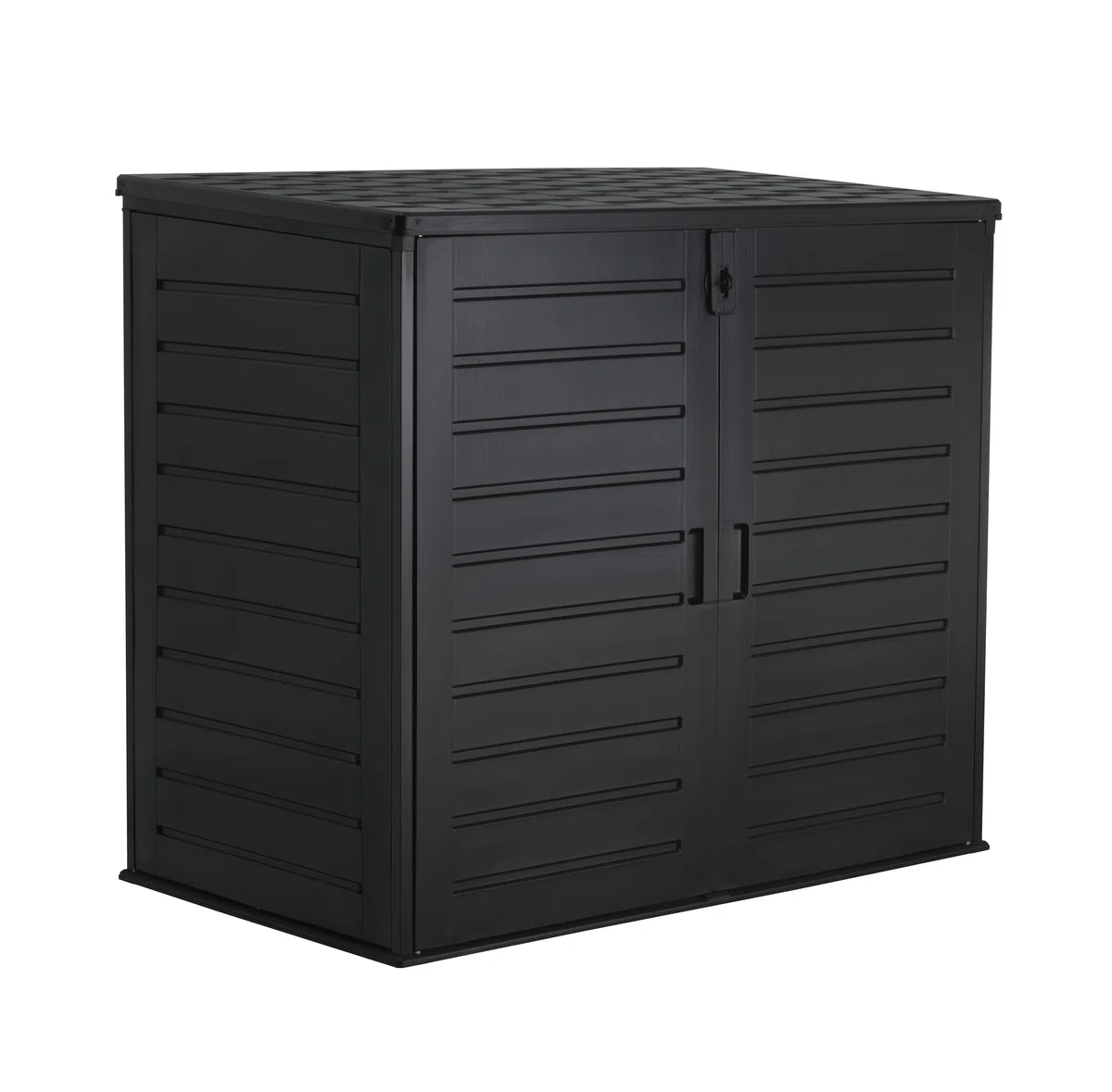 Koll Living Mülltonnenbox Tilia 1170 Liter – abschließbare Universalbox in Holzoptik, wetterfest & UV-beständig, aus Kunststoff, Schwarz