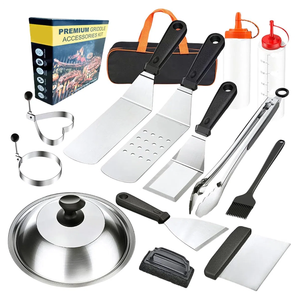 Grillzubehör Set Für Outdoor-Aktivitäten | Tragbares Grillzubehör Set Mit | Aufbewahrungstasche | Tragbares Küchenzubehör Für Fleisch Und Shrimps – Für Garten Camping Terrasse Und Picknick