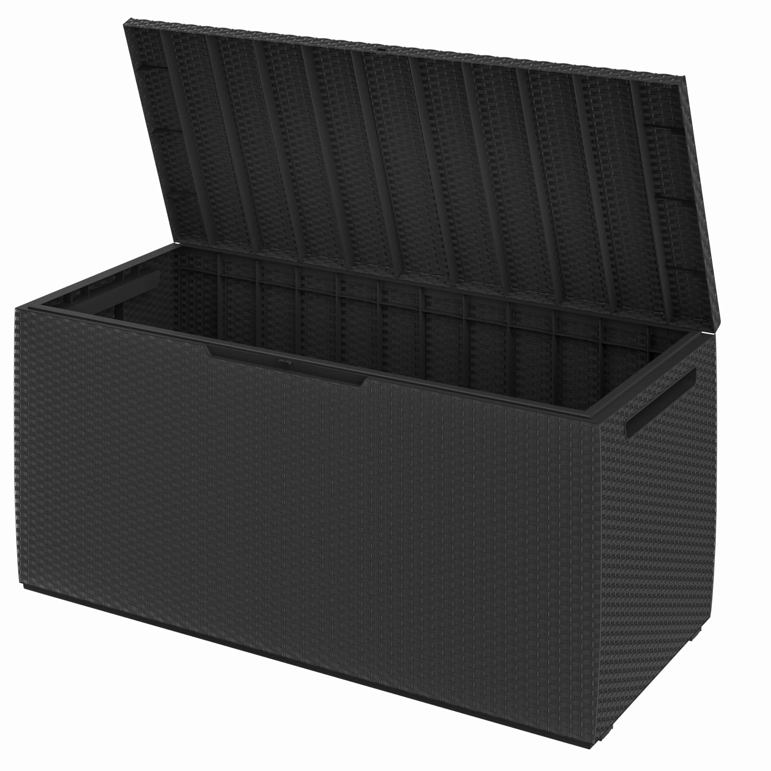Deuba® Gartenbox 310L UV-beständig Haltegriffe Rollen Verschlussvorrichtung Balkon Wohnzimmer Wintergarten Kissenbox 123x53cm Rattan-Optik Anthrazit