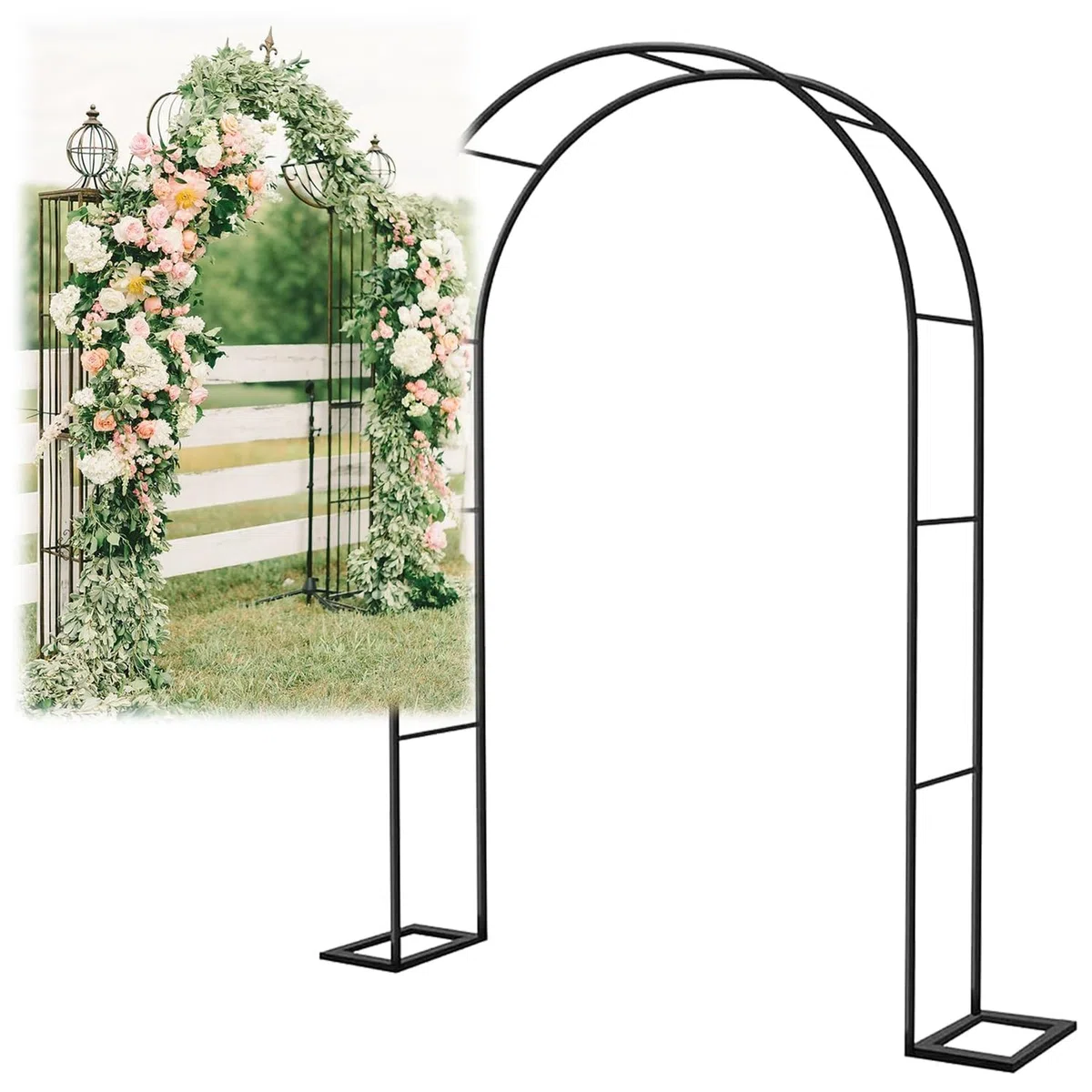 Gartenbogen Rankgitter für Kletterpflanzen, Metallrosenstütze, Außendekoration für Hochzeiten und Veranstaltungen, 1,6 m bis 3,5 m höhenverstellbar, stilvolles Design
