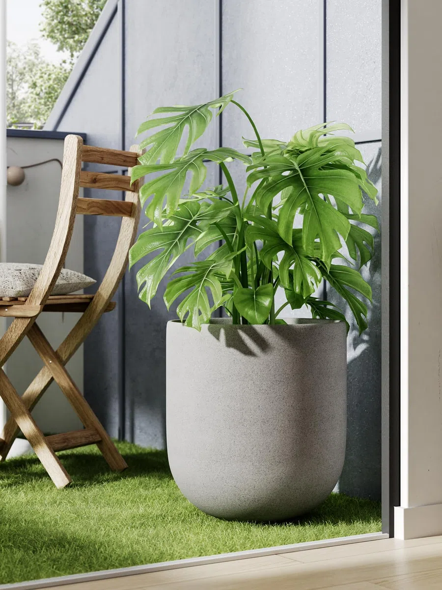 LE TAUCI Übertöpfe Keramik Gross, 30 cm Durchmesser groß Töpfe, Blumentopf für Zimmerpflanzen mit Abflussloch, Flower Planter Pots with Drainage Hole and Plug, Grau