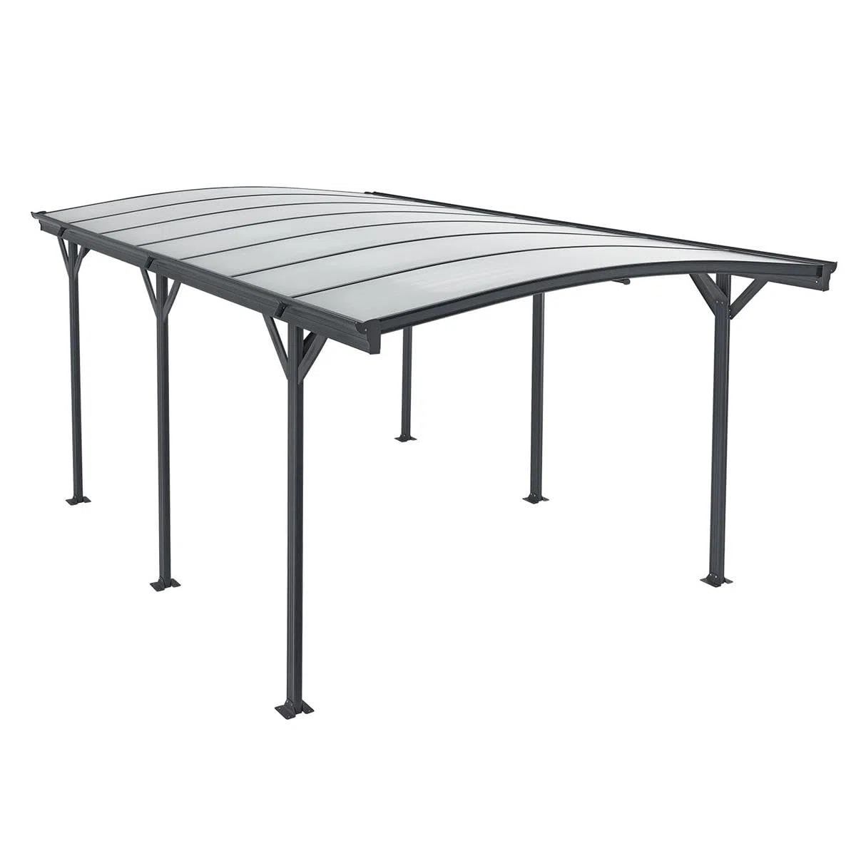 Aluminium Carport München Überdachung 5 x 3 m grau anthrazit KFZ PKW Auto Boot Hänger Fahrrad mit Aluminiumrahmen (Bogendach)
