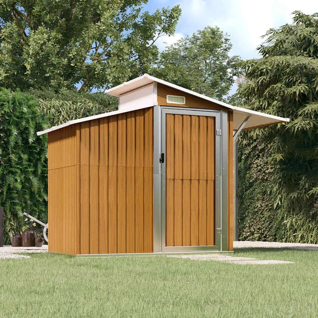 vidaXL Geräteschuppen, Gartenhaus mit viel Stauraum, Rostfrei Gerätehaus mit Tür, Schuppen Gartenschuppen, Braun 270x130x208,5cm Verzinkter Stahl
