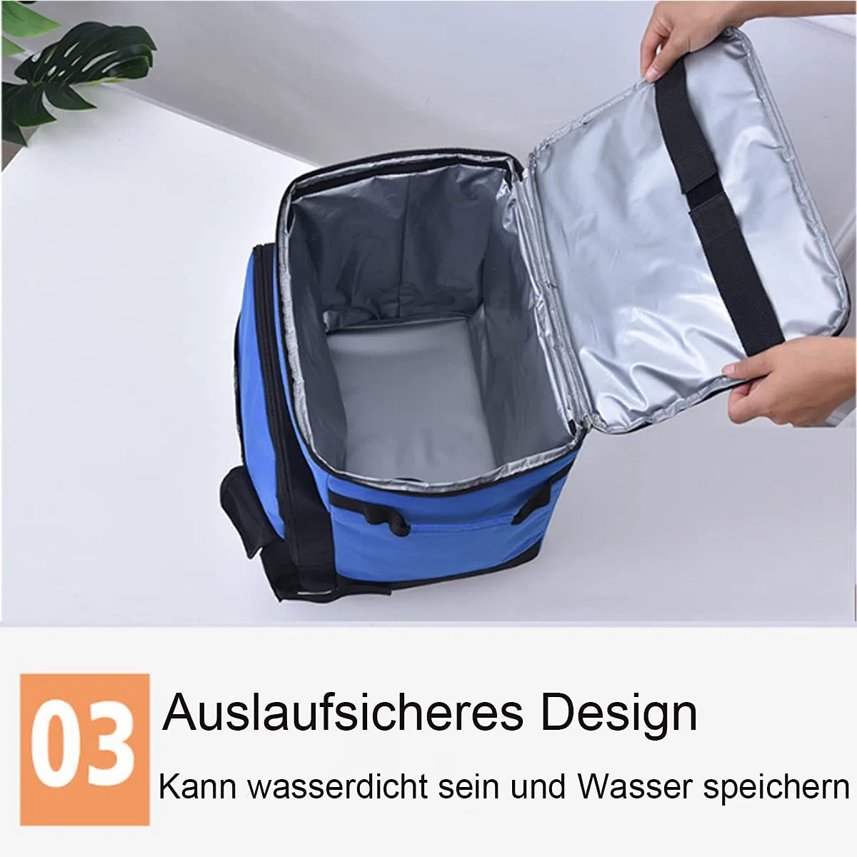 43L Kühltasche Gross Picknicktasche Faltbar Lunchtasche Mittagessen Tasche Thermotasche Isoliertasche mit Spurstangen und Rollen,für Campingtasche Picknick Outdoor Reisen Einkauf Auto (Blau)