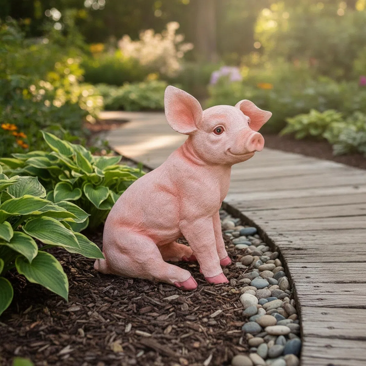 Schweinefigur-Gartenfigur Detailreich Dekoschwein Detailliert Gartenfigur Aus Kunstharz Für Gartenliebhaber, Sammler, Blumenbeet