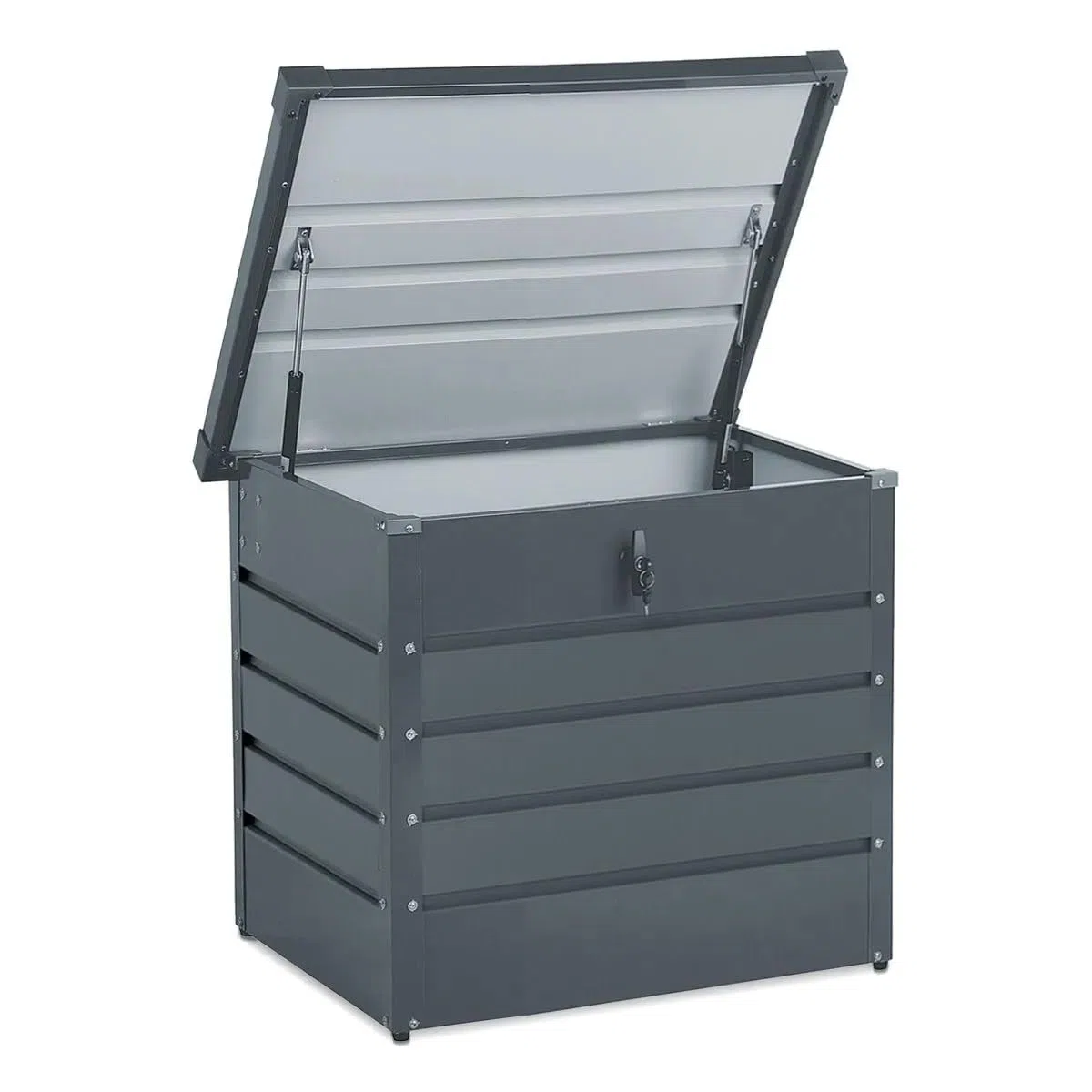 Divit Outdoor Metall Aufbewahrungsbox AB2 Gartentruhe verschließbar 200 Liter - Grau